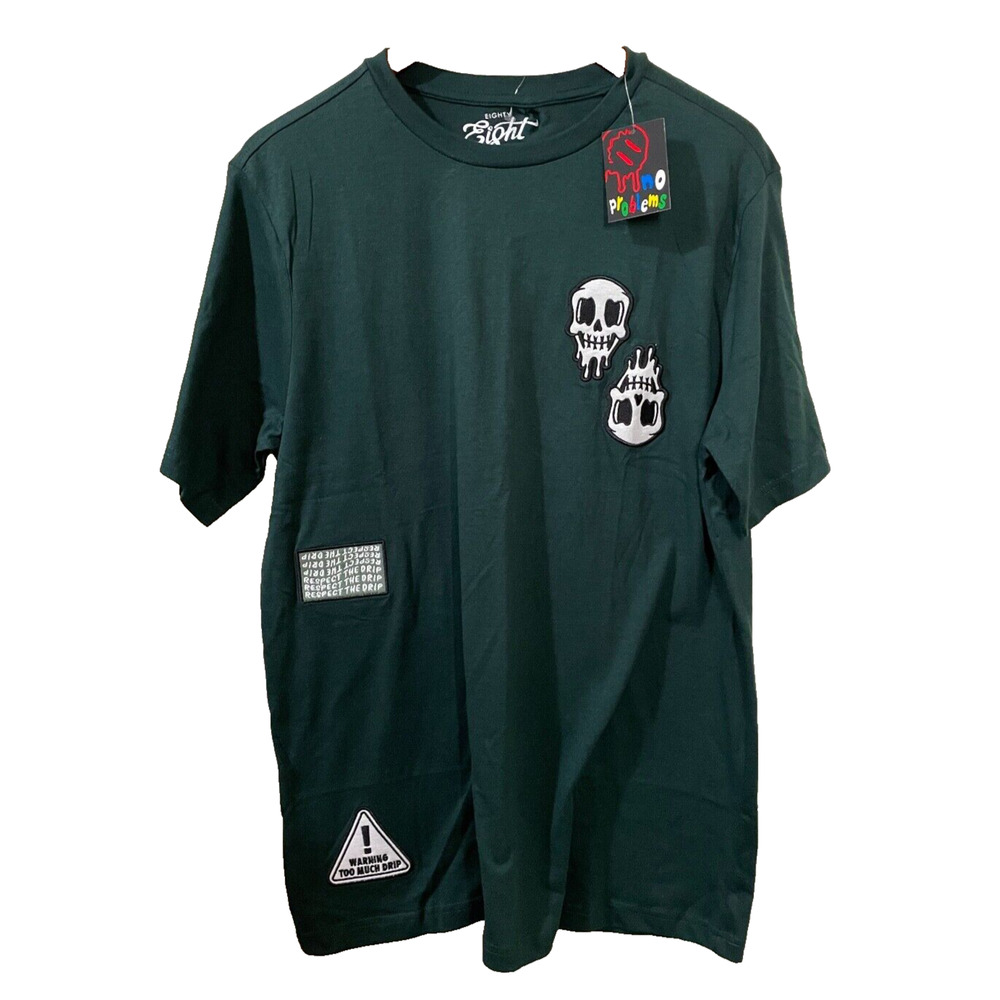 100% Cotton Eighty Eight Brand Embroidered 'DRIP' T-Shirt Size L NWT